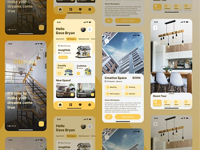 CityScape - Real Estate App apartment app city home hotel meeting room mobile real estate rent room tour ui workspace