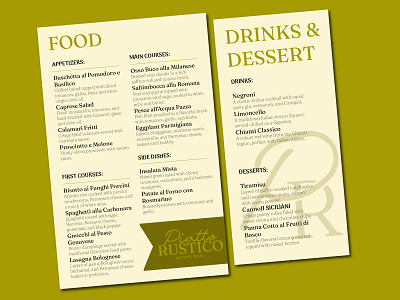 Piatto Rustico - Authentic Italian Restaurant Menu Design branding design graphic design italian menu logo menu design restaurant menu restaurant menu design