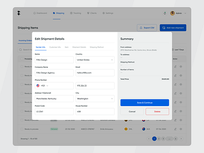 Cargo Shipping - Edit Shipping Details cargo container courier dashboard delivery design filllo freight logistic packaging parcel saas shipment shipping tracking transportation ui uiux web design webapp