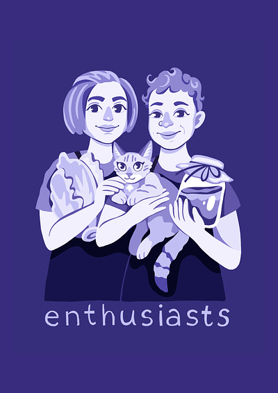 Enthusiasts 2d illustration cat characters cute flat illustration portrait procreate vector