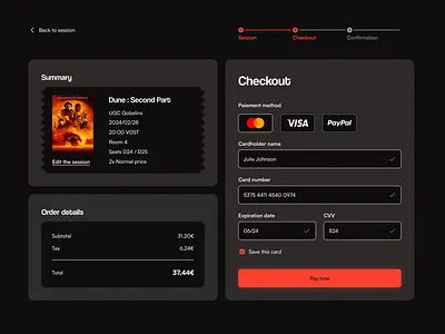 Credit card checkout cinema dailyui002 figma graphic design ui ux