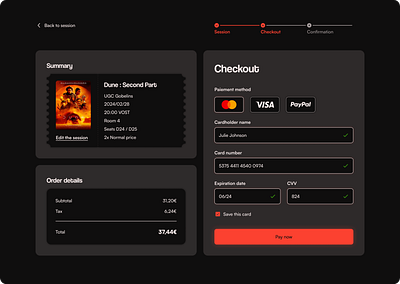 Credit card checkout cinema dailyui002 figma graphic design ui ux