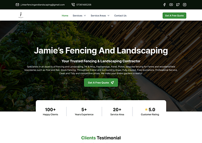 Hero section - Fencing & Landscaping fencing landing page landscaping uiux web design website