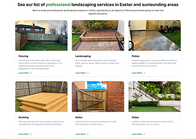 Services section - Fencing & Landscaping fencing landing page landscaping uiux web design website