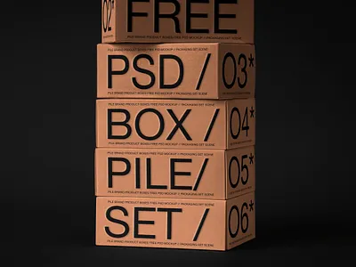 Free Branding Product Box Pile Psd Mockup box mockup packaging mockup pile of box
