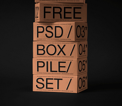 Free Branding Product Box Pile Psd Mockup box mockup packaging mockup pile of box
