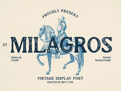 DT Milagros - Vintage Display Font 70s brand identity branding displayfont fashion font free freefont retro rough font stamp font typeface vintage vintage display
