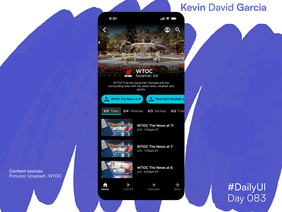 #DailyUI Day 83: Button app dailyui live newcast news newscasts on demand player video zeam