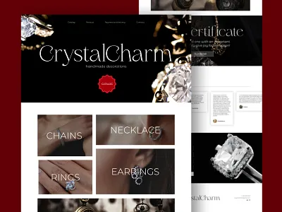 Crystal Charm - Minimalistic Design concept crystal design figma landing minimalistic red ui ux website