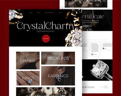Crystal Charm - Minimalistic Design concept crystal design figma landing minimalistic red ui ux website