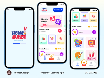 Preschool Learning App apps for kids childre childrens app colors education kids app learning app parents app pastel colors preschool app ui ui ux design