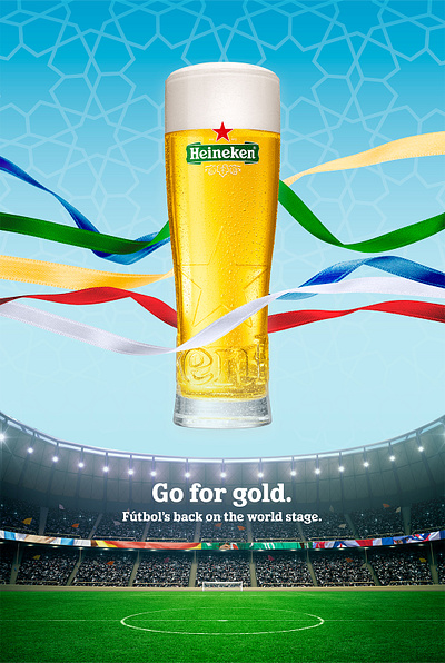 Heineken: 'Go For Gold' World Cup Poster beer brand campaign design field futbol heineken poster promotion soccer stadium world cup