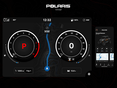 Polaris Concept animate app dashboard digital map off road polaris rpm screen speedometer ui ux