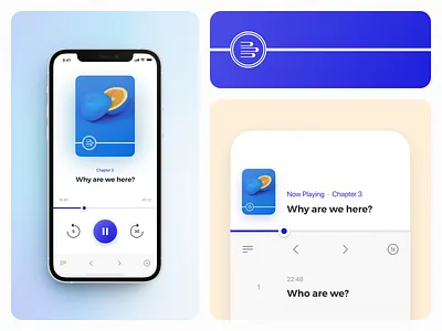 Audio-book Player app application audiobook blue book controls design mobile player ui uiux