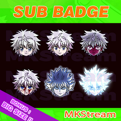 Twitch sub badges hunter x hunter killua pack animated emotes anime chibi design emotes gon hunter x hunter hxh hxh sub badges illustration killua killua sub badges logo sub badge sub badges zoldyk