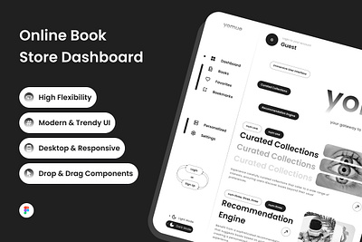 Yomue - Online Book Store Dashboard V1 book bookshelf bookstore dashboard expertise graph infographic library listen literature monitor read report statistic store ui ux website