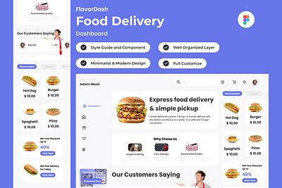 FlavorDash - Food Delivery Dashboard V1 analysis dashboard delivery diagram direction drive foods graph location menu monitor order report satisfaction statistic