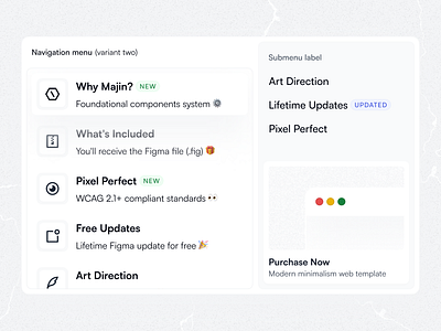 Navigation menu (variant two) app clean design figma graphic design grayscale interface menu minimal navigation product design ui ui design uiux ux visual web web design website wireframe