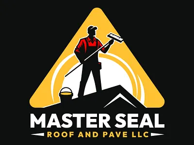 Master Seals design logotype pave roof roofing seal sealcoat worker