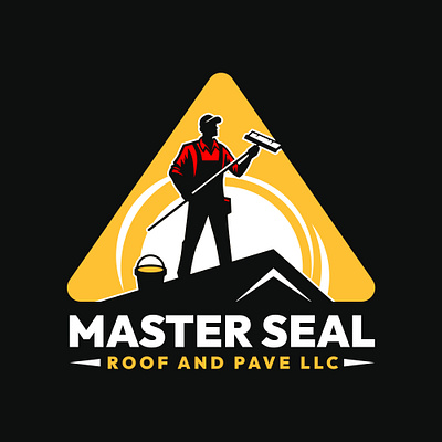 Master Seals design logotype pave roof roofing seal sealcoat worker