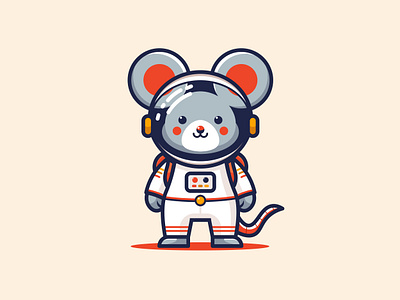 Cute Astronaut Mouse Cartoon Illustration science