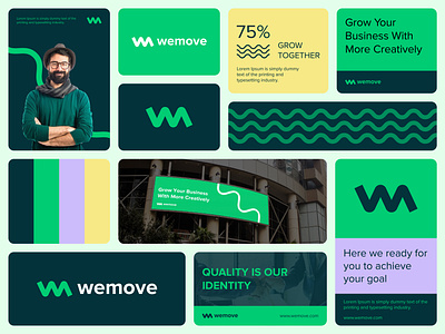 wemove - Logo Design Concept brand identity branding concept design designer portfolio evolution finance fintech grow growing growth letter wm logo logo designer modern progress smart team together web3