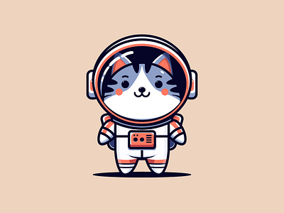 Cute Astronaut Cat Cartoon Illustration background