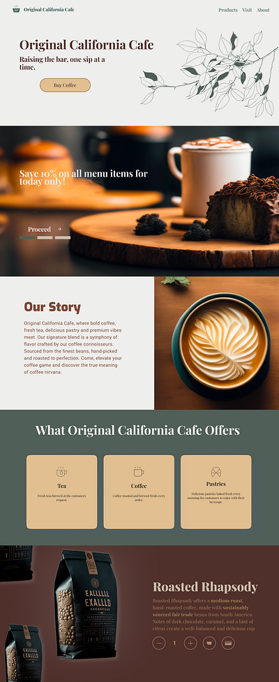 Cafe Landing Page design ui web design