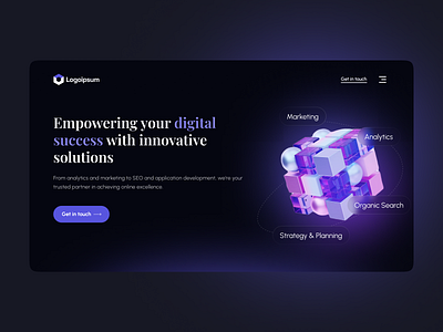 Digital Media Agency Website Concept agency website aurora effect dark mode dark theme hero section homepage homepage design purple ui ui design user interface visual design web website design