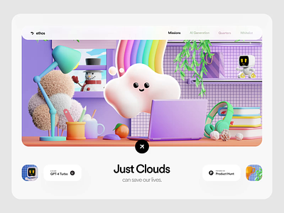 Ai Cloud 3d animation 3d illustration ai ai app animation branding cloud offfice pink purple ui design
