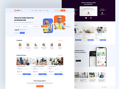 Qixer Landing Page dashboard fiverr gig landing page log in qixer service based signup ui user interface ux