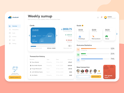 Dashboard Cash Cloud UI animation app banking dashboard cash dashboard cloud dashboard creative dashboard dashboard dashboard ui dashboard ui kit design figma figma app figma dashboard figma kit figma ui minimal dashboard modern dashboard moneytransfer dashboard transaction dashboard ui