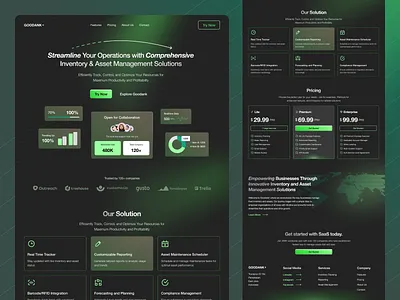 Goodank - SaaS Landing Page Full Preview asset branding dark mode design inventory landing page minimal ui ux website