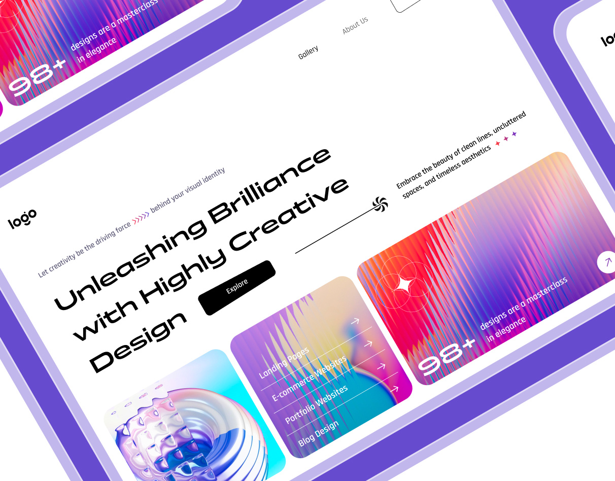Concept / Explore Design Service animation hero landing ui webpage