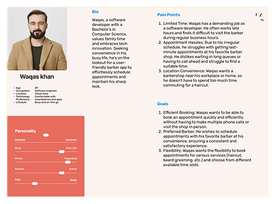 User Persona barber app emathy map graphic design persona saloon app ui