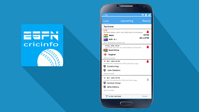 Mobile App design For Cricket App ui