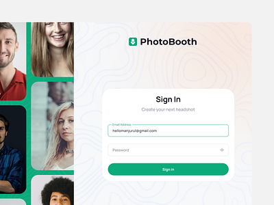 Sign in Page | Ai headshot generator | Web App | Photobooth ai ai headshot headshot genaretor login login ui photo product design sign in signin page signin ui ui design user experience ux design web app web application