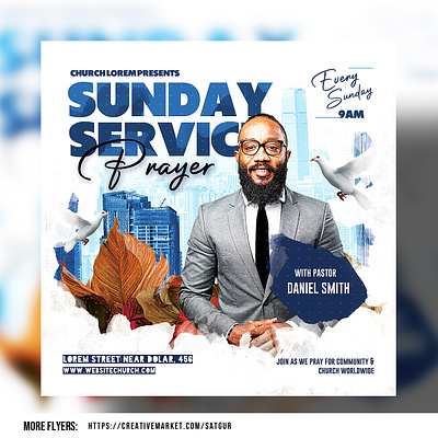 Church Flyer Template - PSD advertisement church conference church flyer download free flyer graphic design inspiring photoshop poster psd sunday service template trending worship and prayer