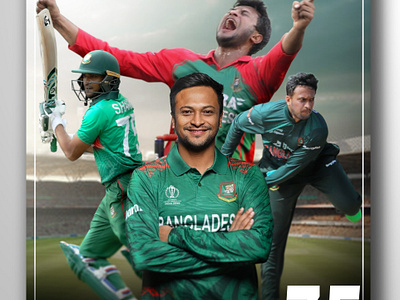 Shakib Al Hasan | Sports Photo Manipulation branding graphic design