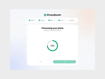 Processing UI | Photobooth | Ai headshot generator | Web App ai loading headshot generator loading loading ui process ui product design ui design user experience ux design web app web application