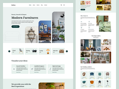 Modern Furniture Website Design branding e commerce furniture furniture landing page furniture web home landing page design minimalist store ui