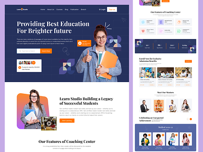 Creative Coaching Center Landing Page best learning platform coaching center course design landing page online learning ui ux website