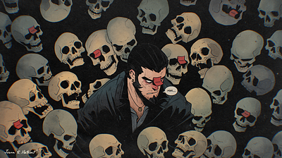 Paper Bones 2d comic darkness ill illustration noir novel skeleton skull