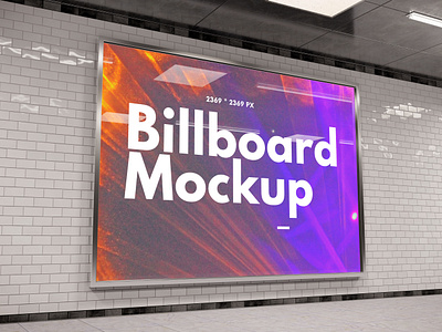 Subway Billboard Mockup Template ad mockup banner psd billboard banner billboard template branding design display mockup illustration indoor mockup outdoor sign subway ui wall billboard