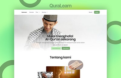 QuraLearn | Simple Landing Page branding design graphic design islamic landing page landingpage ui uiux web web design webdesign