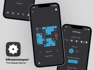 Minesweeper - The Classic Game App Ui Design classic game ui game screen mine game mines game mines game screen mines ui minesweeper redesign redesign solution