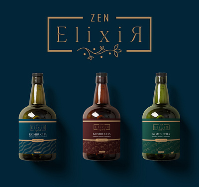 Zen Elixir | Logo & Bottle Label Design C-1 branding design fanshawe college graphic design illustration illustrator logo product design ui vector