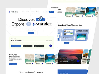 Wander - Travel and Holiday Landing Page / Full Page Website graphic design holiday landing page modern website travel travel landing page travel website ui website