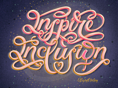 Inspire Inclusion design digital female illustrator flourishes hand drawn hand lettering illustration inspire inclusion international womens day lettering challenge pink procreate script lettering type typism