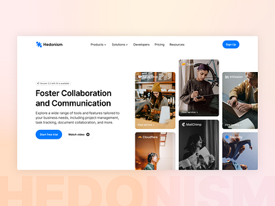 Hero header for landing page - Hedonism UI design header hedonism hedonism ui landing ui ui kit ux web